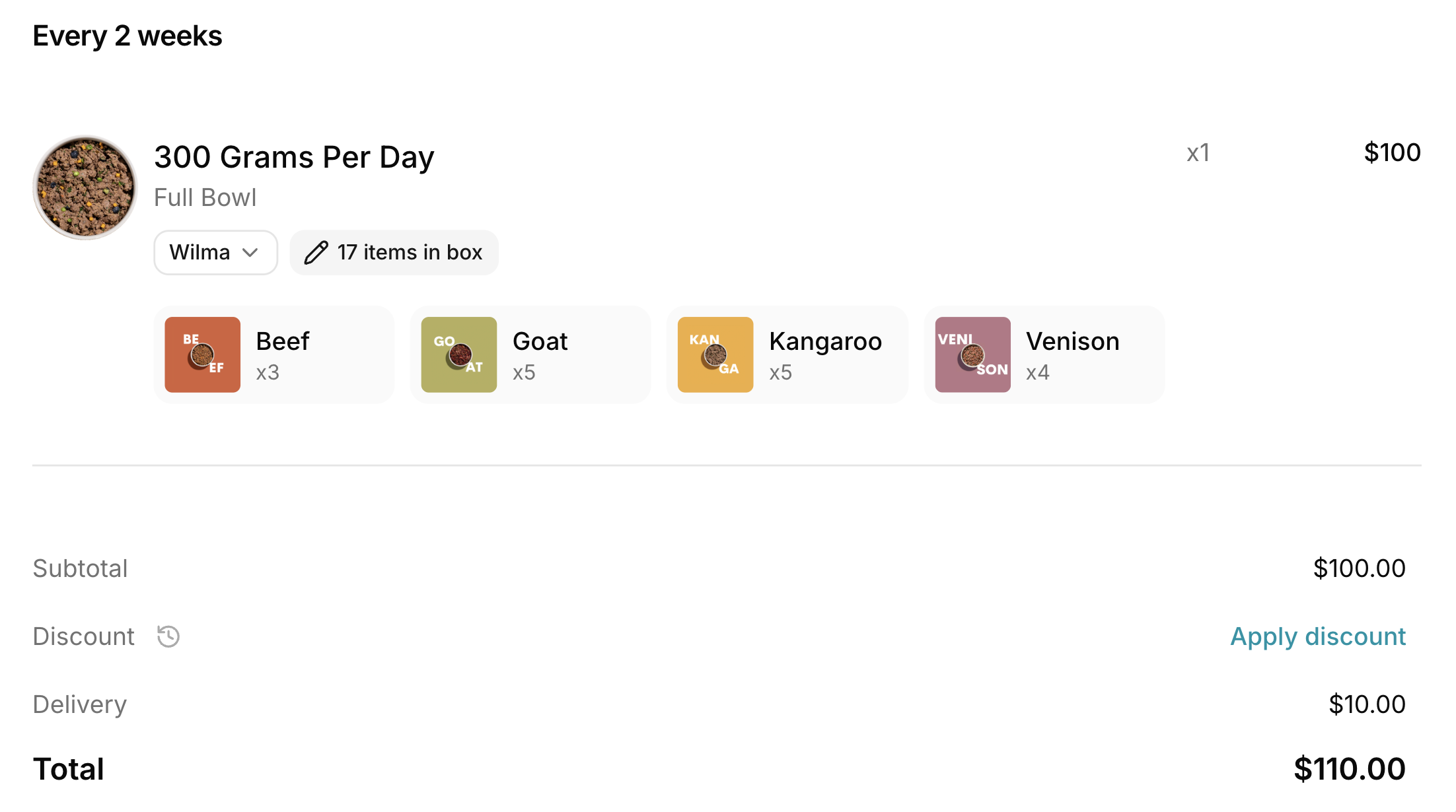 Gro pet food subscription portal showing a multi-pet household